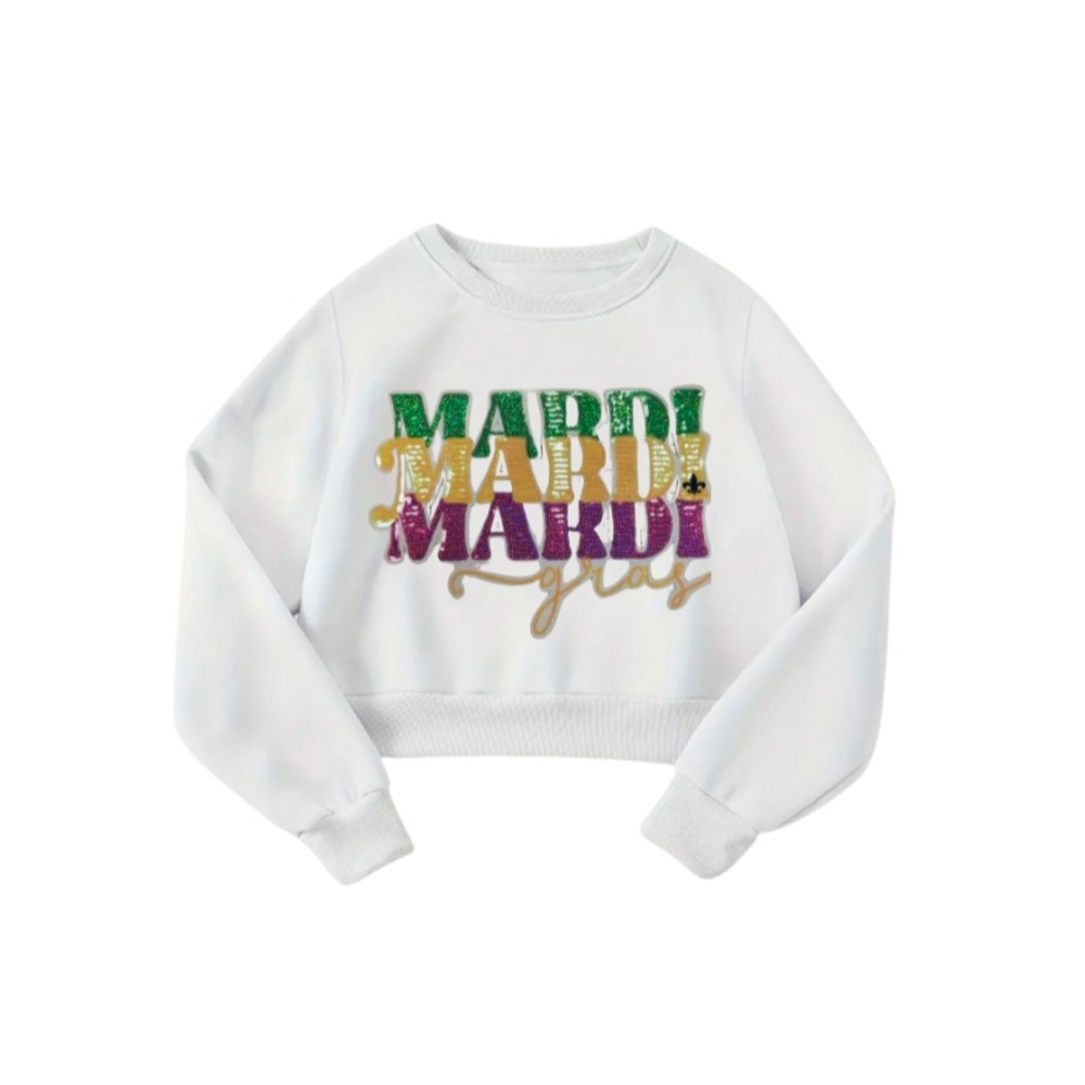 Mardi Gras White Sweatshirt